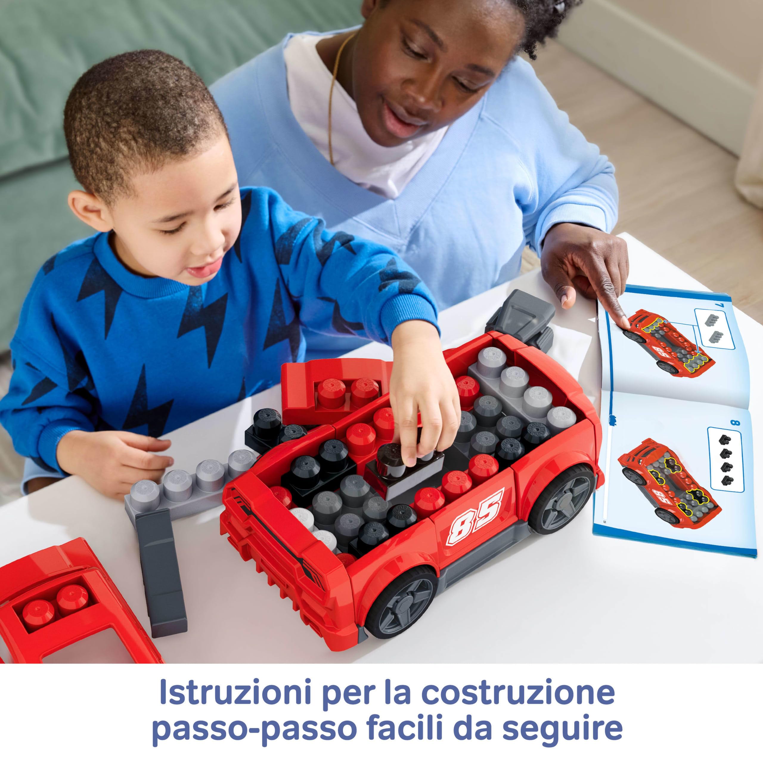 Mega Bloks - Auto da Corsa Costruisci e Vai, Set Veicolo da 26 Pezzi e Ruote funzionanti, Macchina trasformabile in Pick-up e Hot Rod da Costruire e ricostruire, 3+ Anni, JKG35