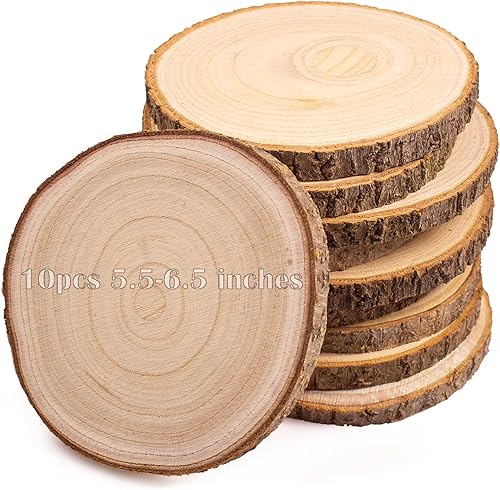 10 piezas de rebanadas de madera para centros de mesa de 5.5 a 6.5 pulgadas, redondas de madera para decoración de mesas, círculos de madera rústica