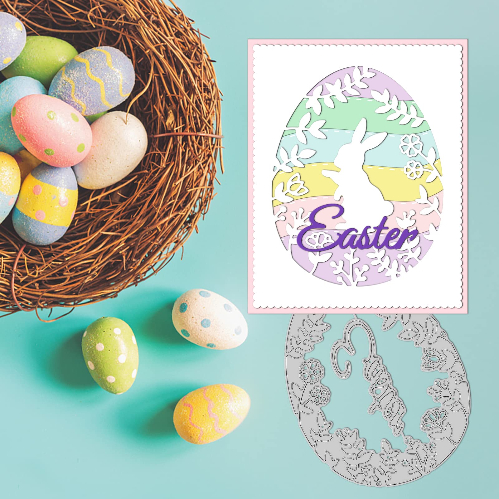 6 Fustelle Per Scrapbooking A Forma Di Uovo Di Pasqua E Coniglio, In Acciaio Al Carbonio, Per Biglietti E Album Fai-da-te - 3