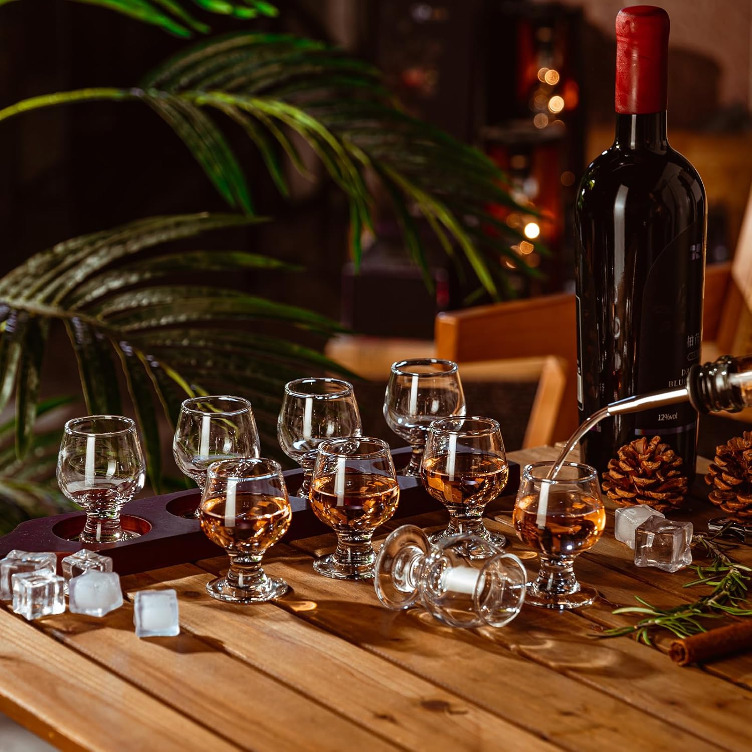 3.5oz/100ml Mini Brandy Shot Glasses Bulk of 48 with 10 Pourers,Cute And Clear Snifter Glass Set for Tasting Cognac,Bourbon,Wine,Tequila,Port,Vodka,Whiskey,Sherry,Party,Bar