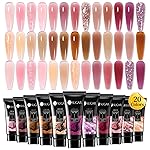 UR SUGAR 20 Colors Gel Extension Nail Set, Jelly Pink Nude Pink Purple Brown Tone Glitter Extension Nail Gel Set for Fall Winter Bulk Bundle Long Lasting Soak Off Gift Box for Women