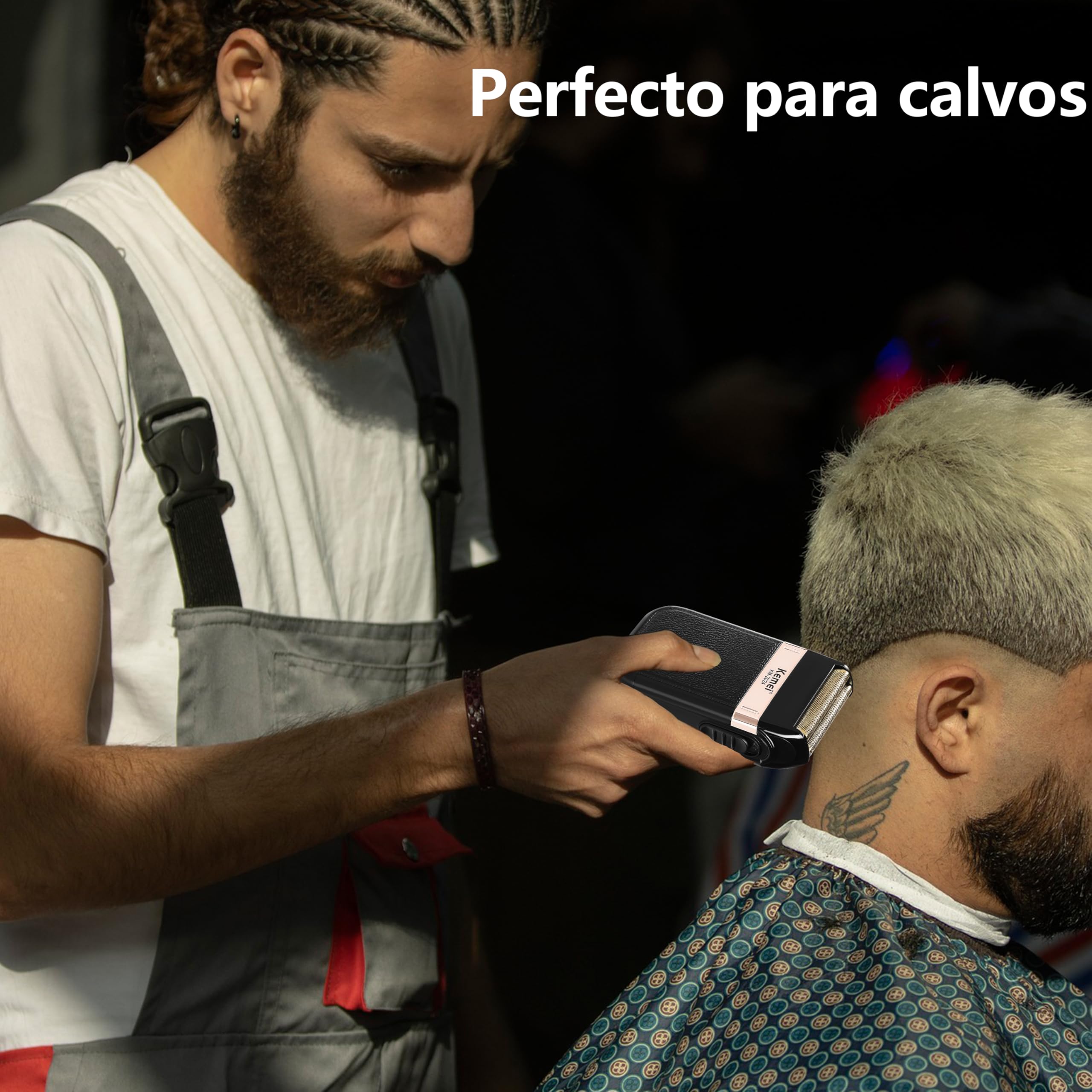 KEMEI afeitadora electrica hombre, afeitadora de láminas a prueba de agua,maquina de afeitar recargables sin cable, Regalos para el Día del Padre