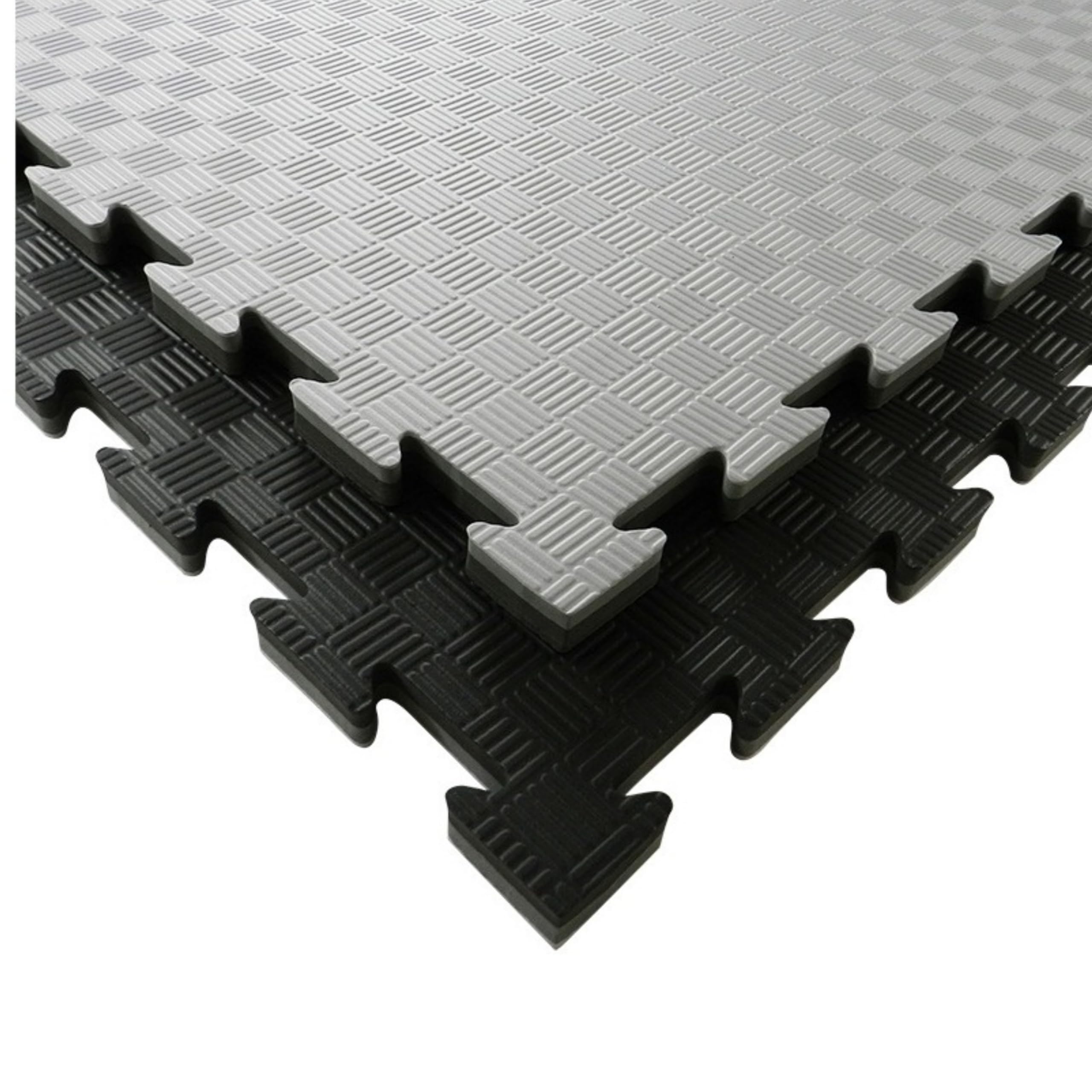 Tapis de sol en tatami pour salle de sport puzzle, épaisseur 4 cm, 1 dalle tatami 100x100 cm, Sol en Eva pour salle de sport, Sol anti-traumatisme (Noir/Gris)