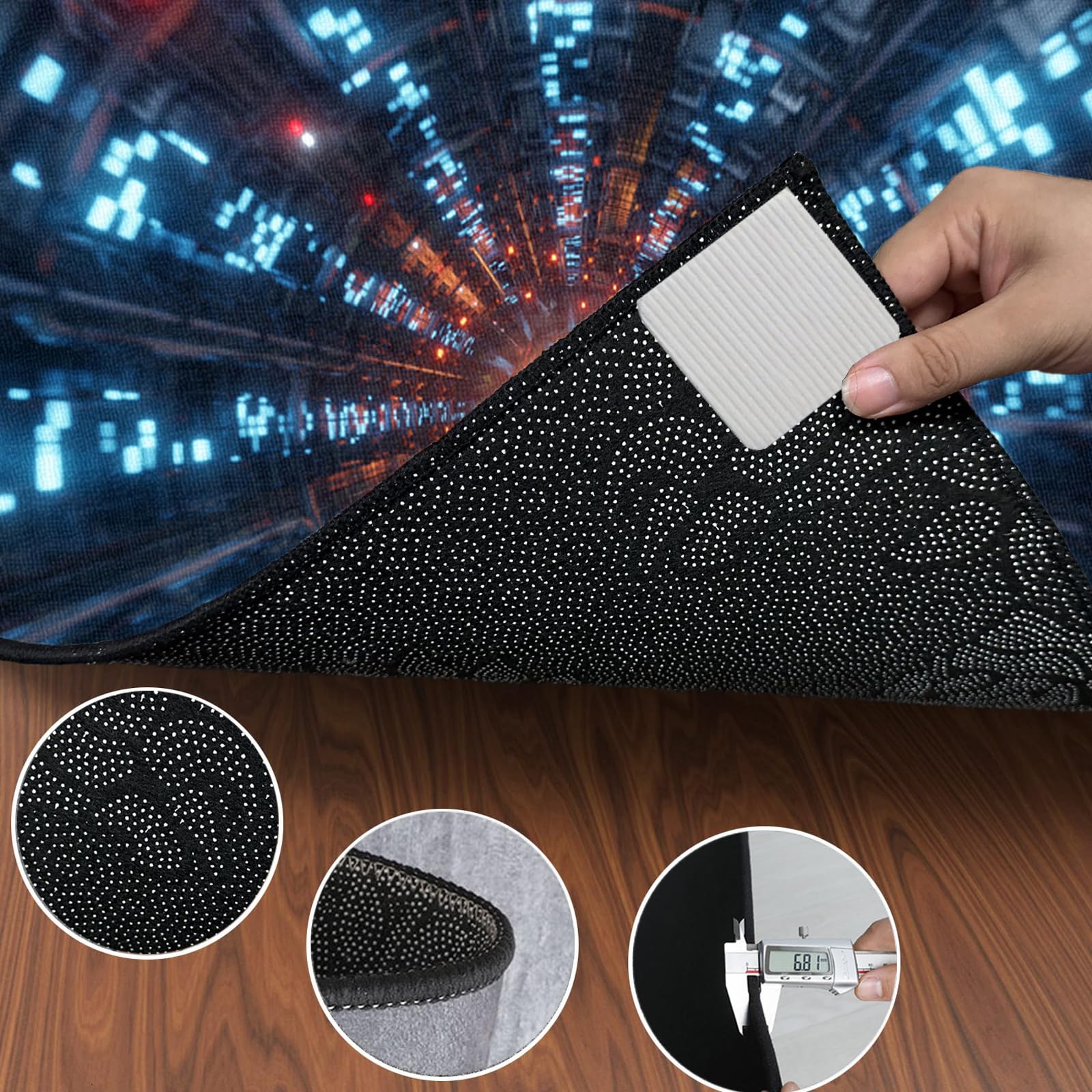Tappetino per Batteria Elettronica, 230 x 180 cm Tappeto Professionale per Batteria e Strumenti a Percussione Elettronici, Tamburo Rullante, Tappeto Drum Carpet Tappeto a Tamburo per Grancassa