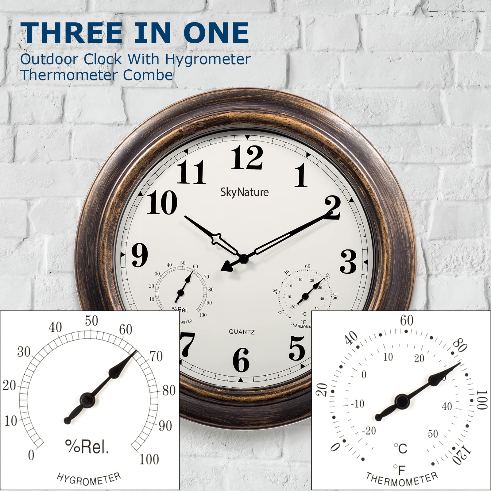 Buy SkyNature Large Outdoor Clocks with Thermometer and Hygrometer 18