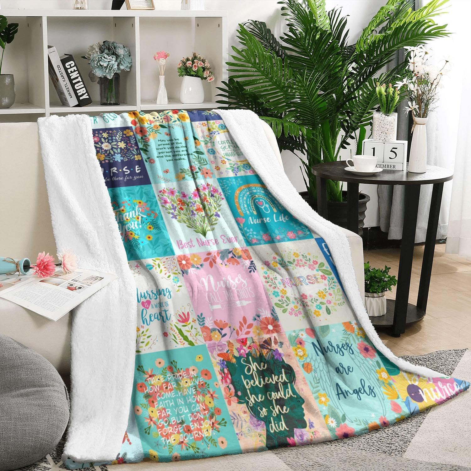 Super Soft Nurse Blanket - Boho Style, Pink, Blue, 50"x60" - Perfect Nurse Gifts for Women - All Occasion Use - Image 7