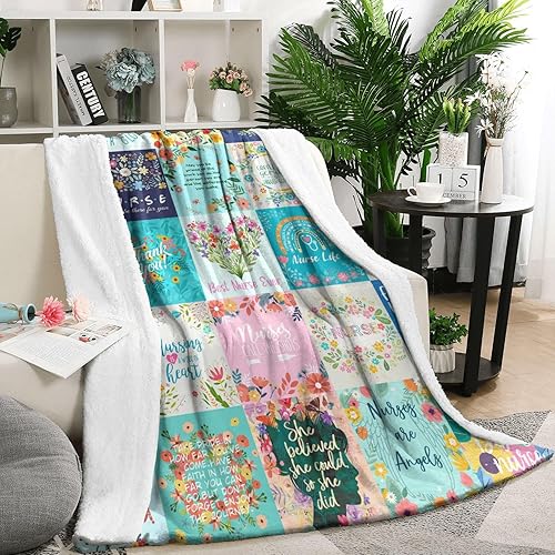 Miniatura 7 de Manta de enfermera súper suave, estilo bohemio, rosa, azul, 50 x 60 pulgadas, regalo perfecto para enfermeras para mujeres, uso en todas las