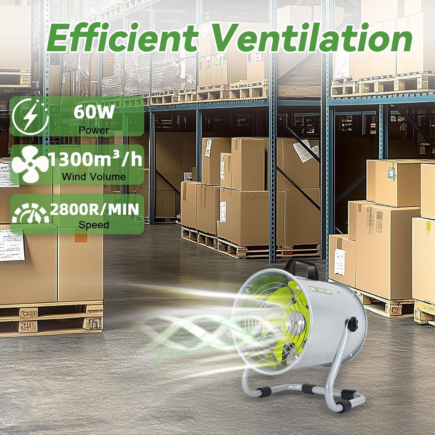 Utility Blower, Ventilation Fan 8 Inch, Exhaust Fan with 16.4FT Duct Hose, 2800RPM High Speed Low Noise Utility Blower for Industrial Welding, Paint Booths, Basement and Warehouses etc.