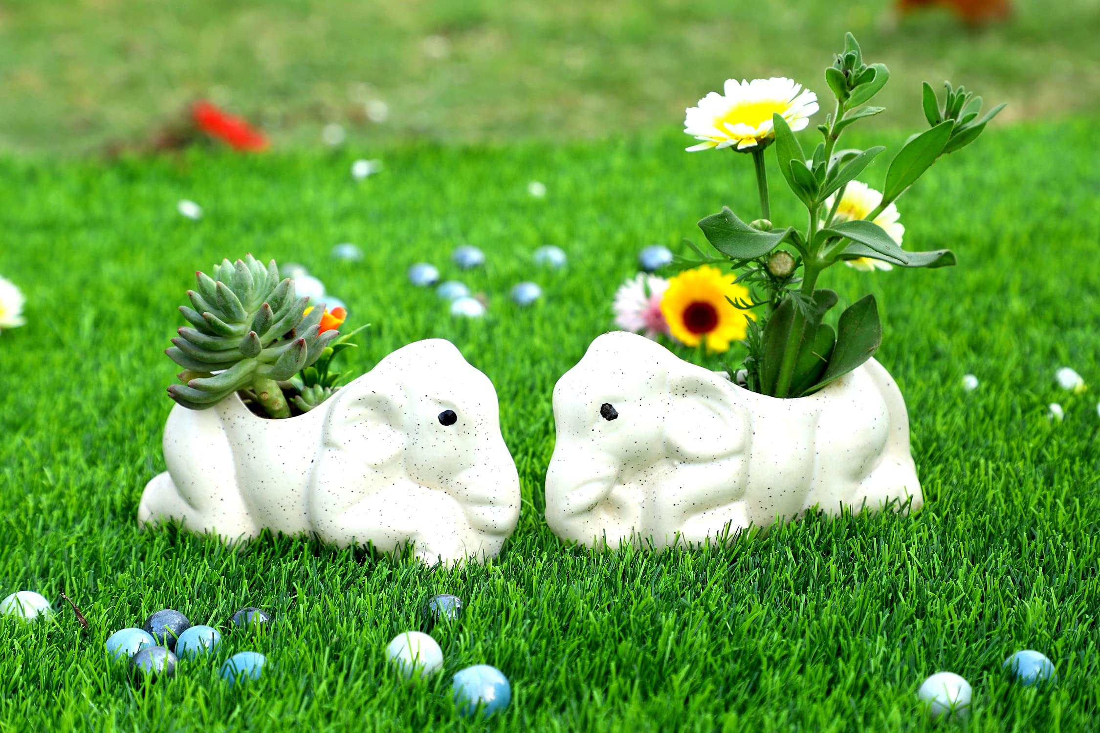 Lyallpur Stores Ceramic Pots for Plants Elephant Shape - Small Size (White Color, 7 cm) Ceramic Planters for Indoor Plants, Living Room. [Plant Not Included, Pack of 2] (B093FPCB35) Amazon Price History, Amazon Price Tracker