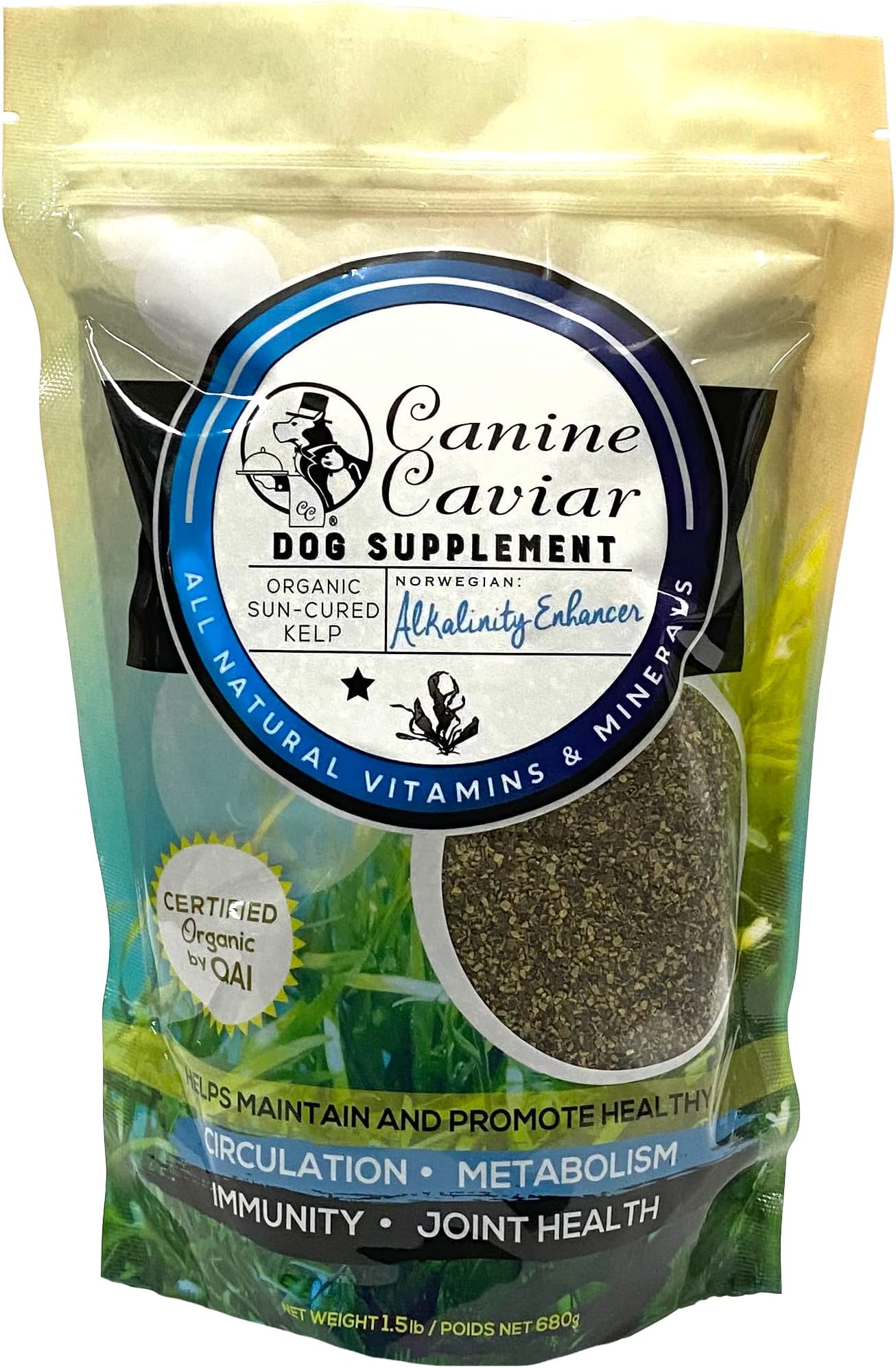 Dried Kelp Powder for Dogs - Canine Caviar Organic Norwegian Dried Kelp Supplement Powder to Improve Teeth and Gums, Circulation, Metabolism, and Joint Health, Dog Supplement (1.5 lb)