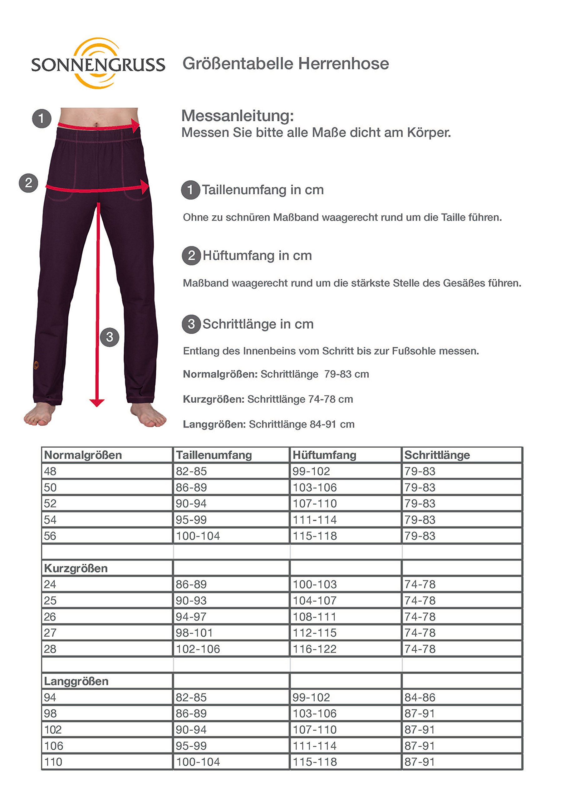 Pantalon de yoga Sonnengruss - Pour homme - Pour toutes les silhouettes et longueur de jambe