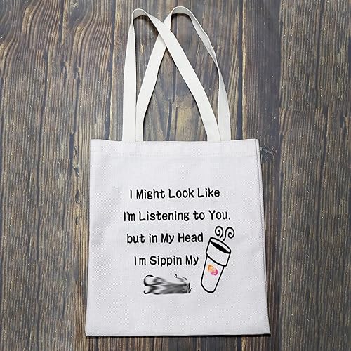 Miniatura 4 de BLUPARK Donuts Lover Gift Coffee Lover Bolsa de compras Sippin My D Coffee Tote Bag