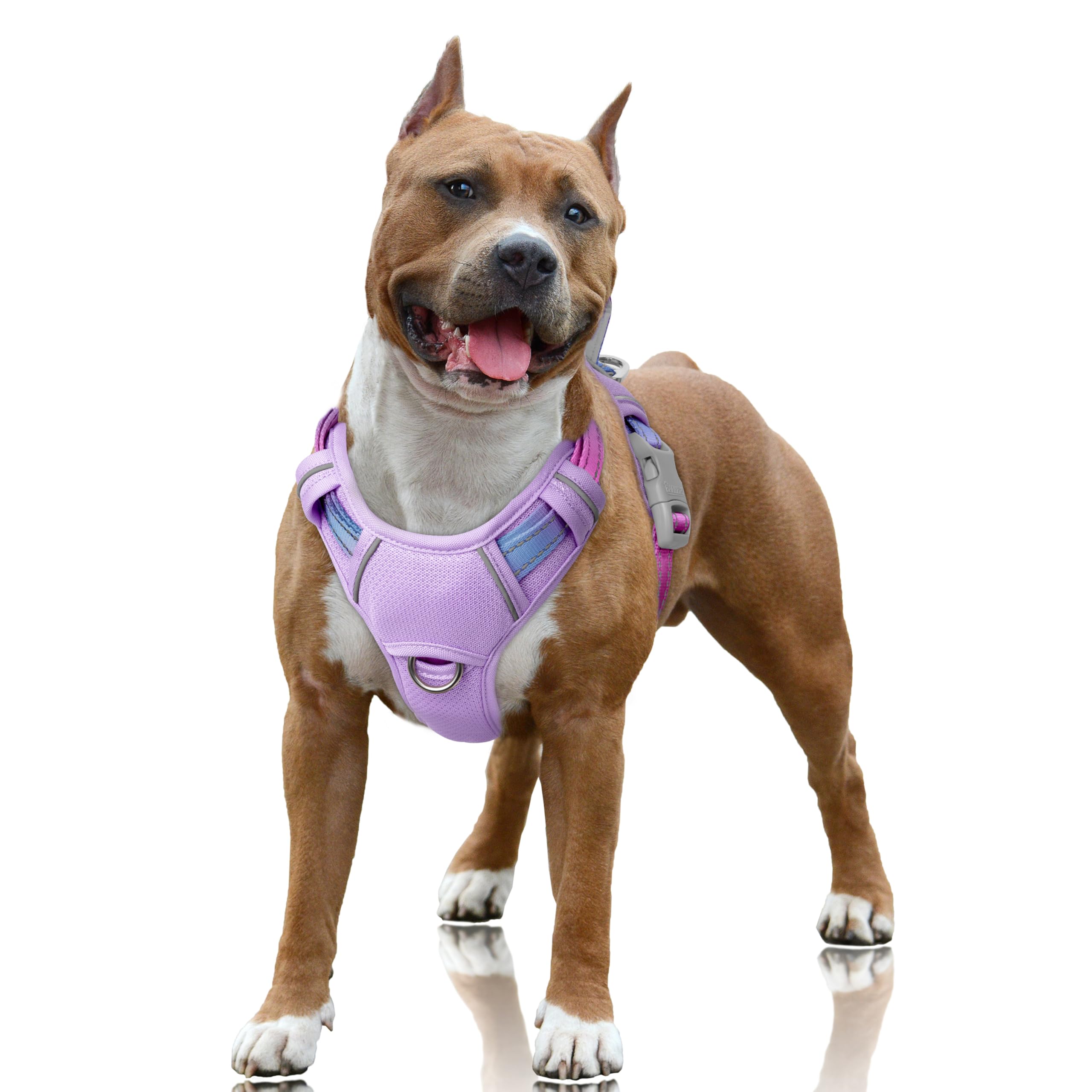 BARKBAY No Pull Dog Harness Large Reflective Dog Harness with Front Clip and Easy Control Handle for Walking Training Running with ID tag Pocket(Lavender Sky,L) โ image 1