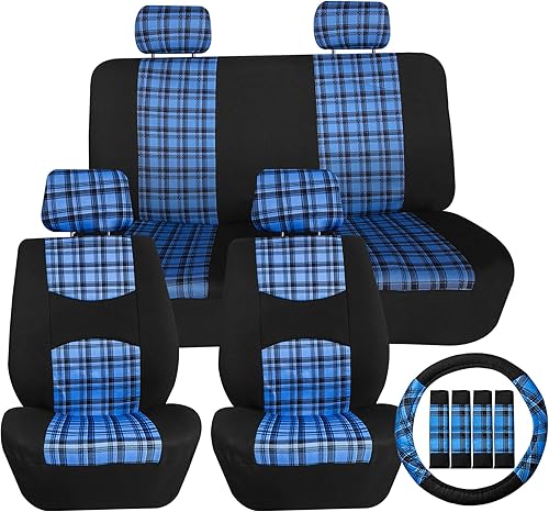 Miniatura 7 de FH Group Alfombrillas de coche  Alfombras a cuadros para automóvil, ajuste universal, alfombrillas de piso de automóvil, alfombrillas multiusos para