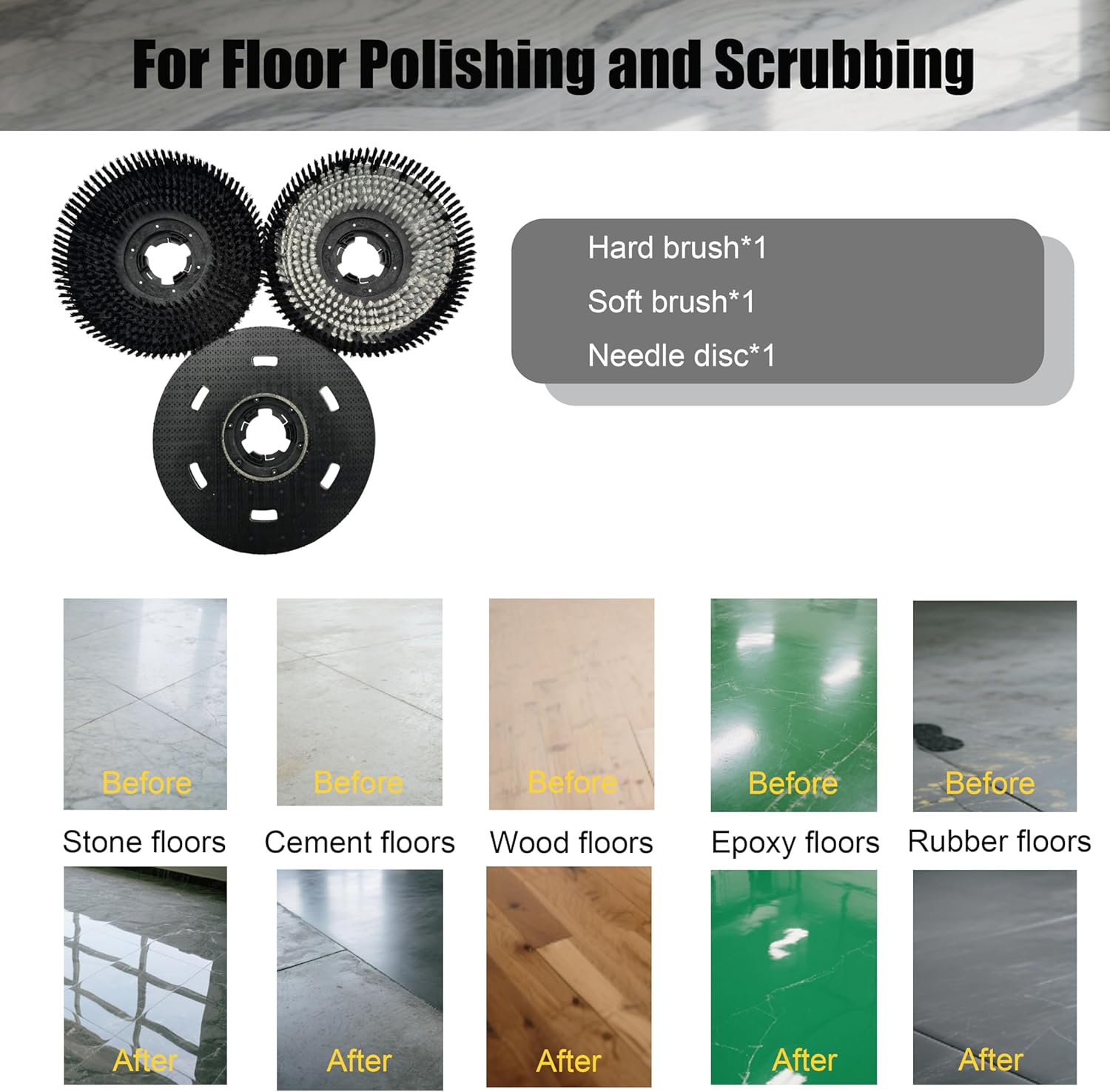Floor Scrubber Buffer Polisher Machine Polish Wax Refurbish Heavy Duty Tile Scrubber Cleaner Wood Marble Cement Pavement Epoxy Rubber Carpet 18" Tile and Grout Commercial Industrial