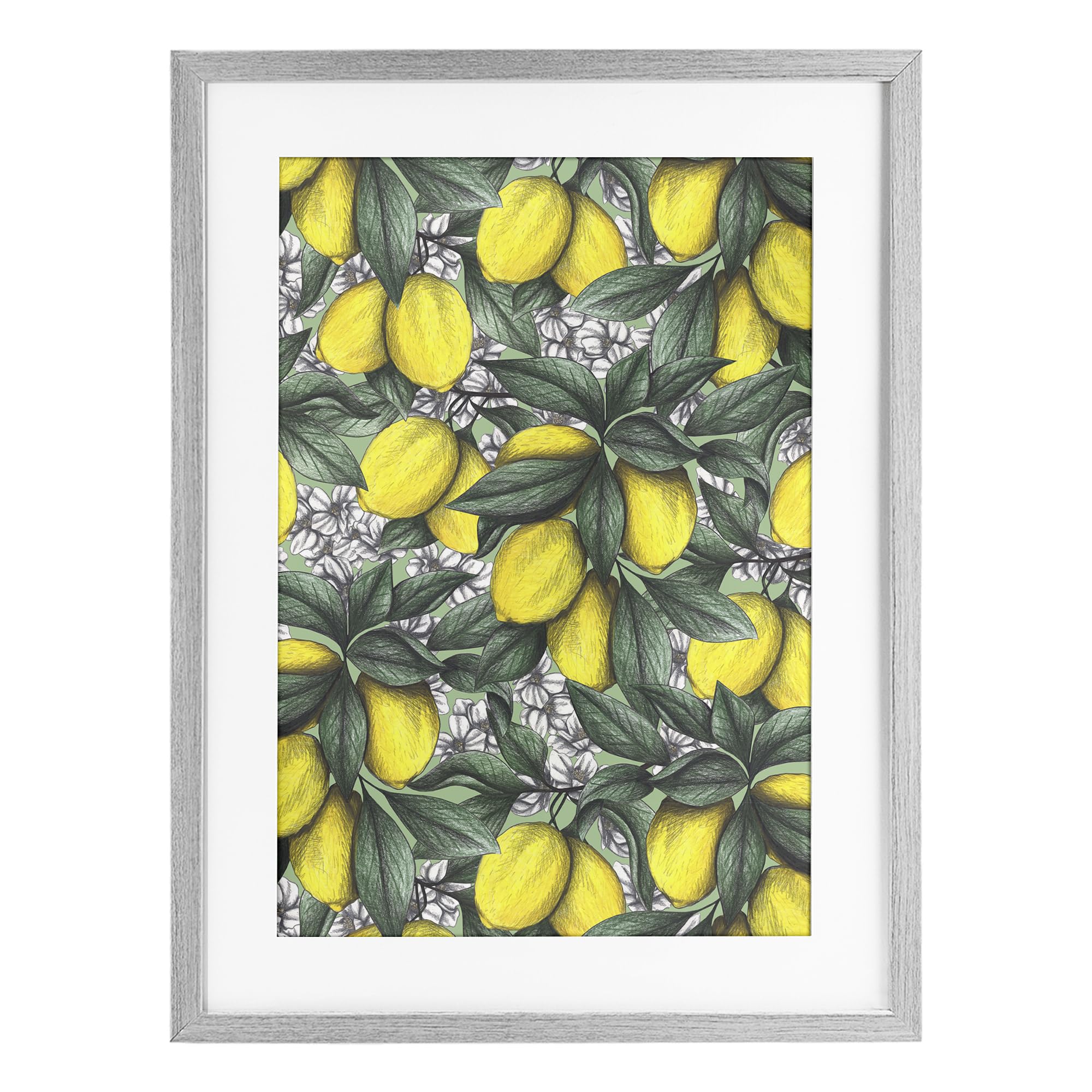 Tableau sous verre Under The Lemon Tree Stupell Industries finition cadre gris