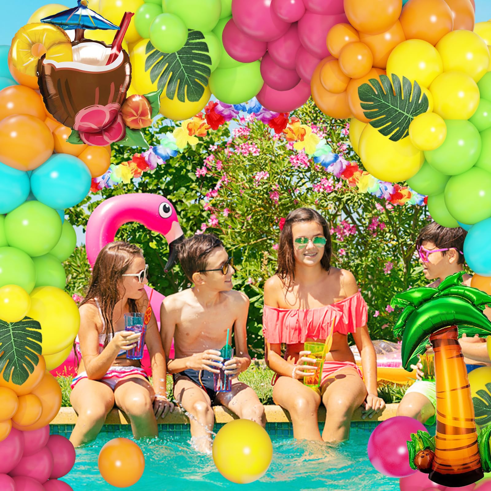 Kit Arche De Ballons Tropicaux CLISPEED - Palmiers, Feuilles, Ballons Dorés/verts - Pour Fêtes, Anniversaires, événements - 2