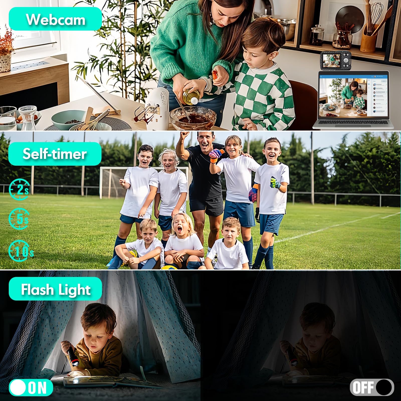 Cámara subacuática 4K de 17 pies impermeable para esnórquel, cámara digital de enfoque automático con tarjeta de 32 GB, luz de llenado de zoom de 18 aumentos, cámaras compactas