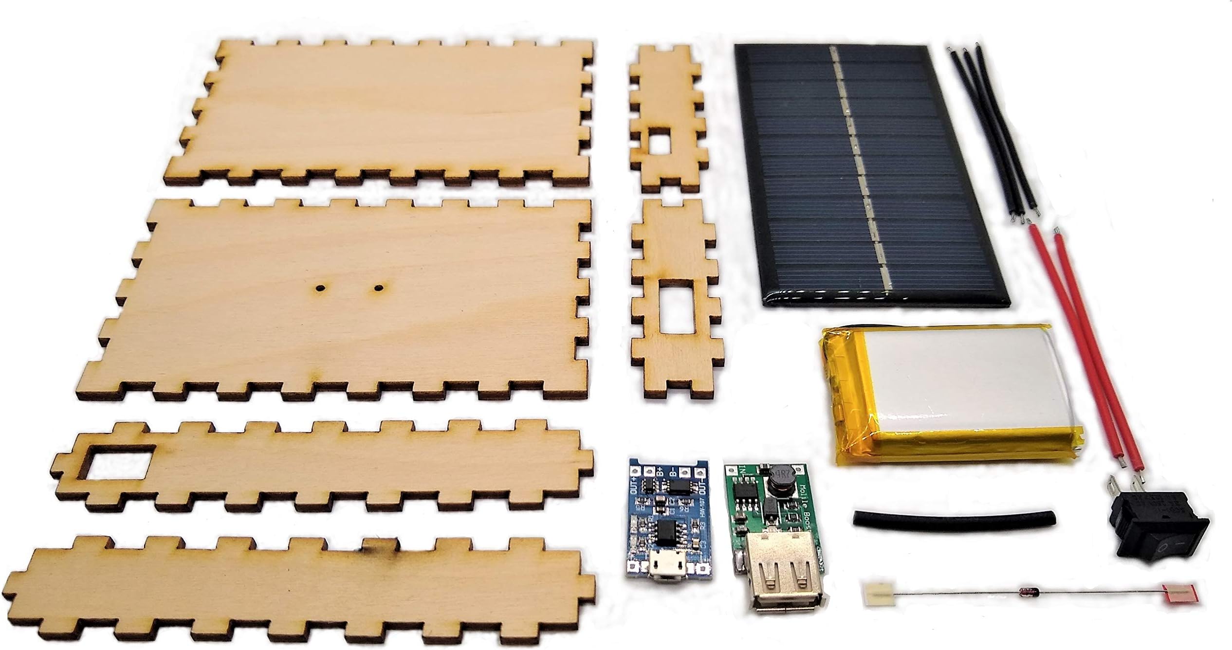 DIY USB Solar Panel Portable Charger Kit | Build Your Own Portable Phone Charger for iPhone, iPad, and Android | Perfect for STEM Curriculum,Wood,kit-Solar-Charger