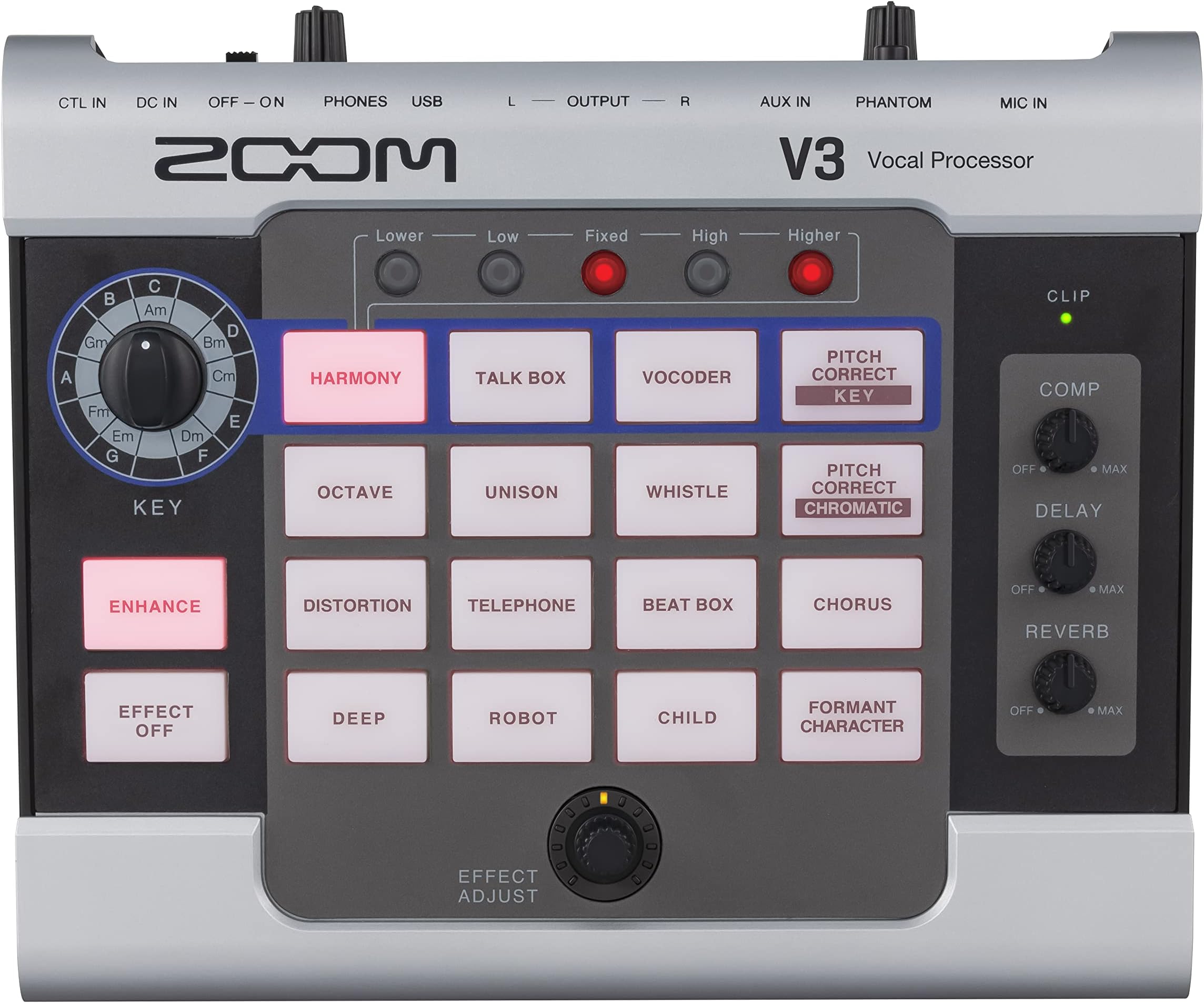 ZOOM V3 Vocal Processor – Effects unit for enhancing vocals, voices and speech, for recording and streaming, podcasts, videos and content optimisation, black & silver