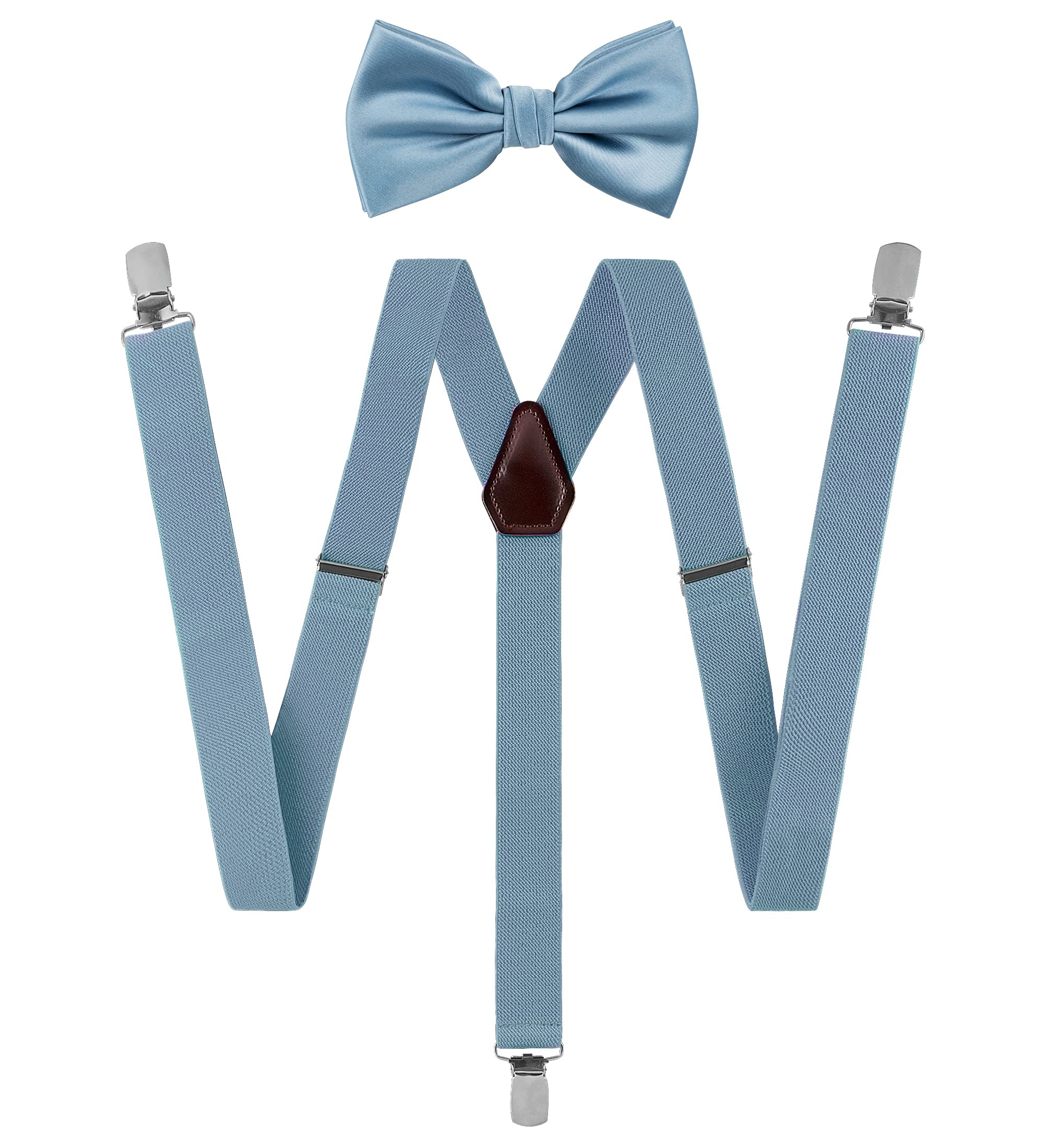 Tie G U StyleTIE G Solid Color Men's Braces + Woven Bow Tie Set for Wedding : Vivid Color, Adjustable Suspender, Strong Clip, Elastic Band