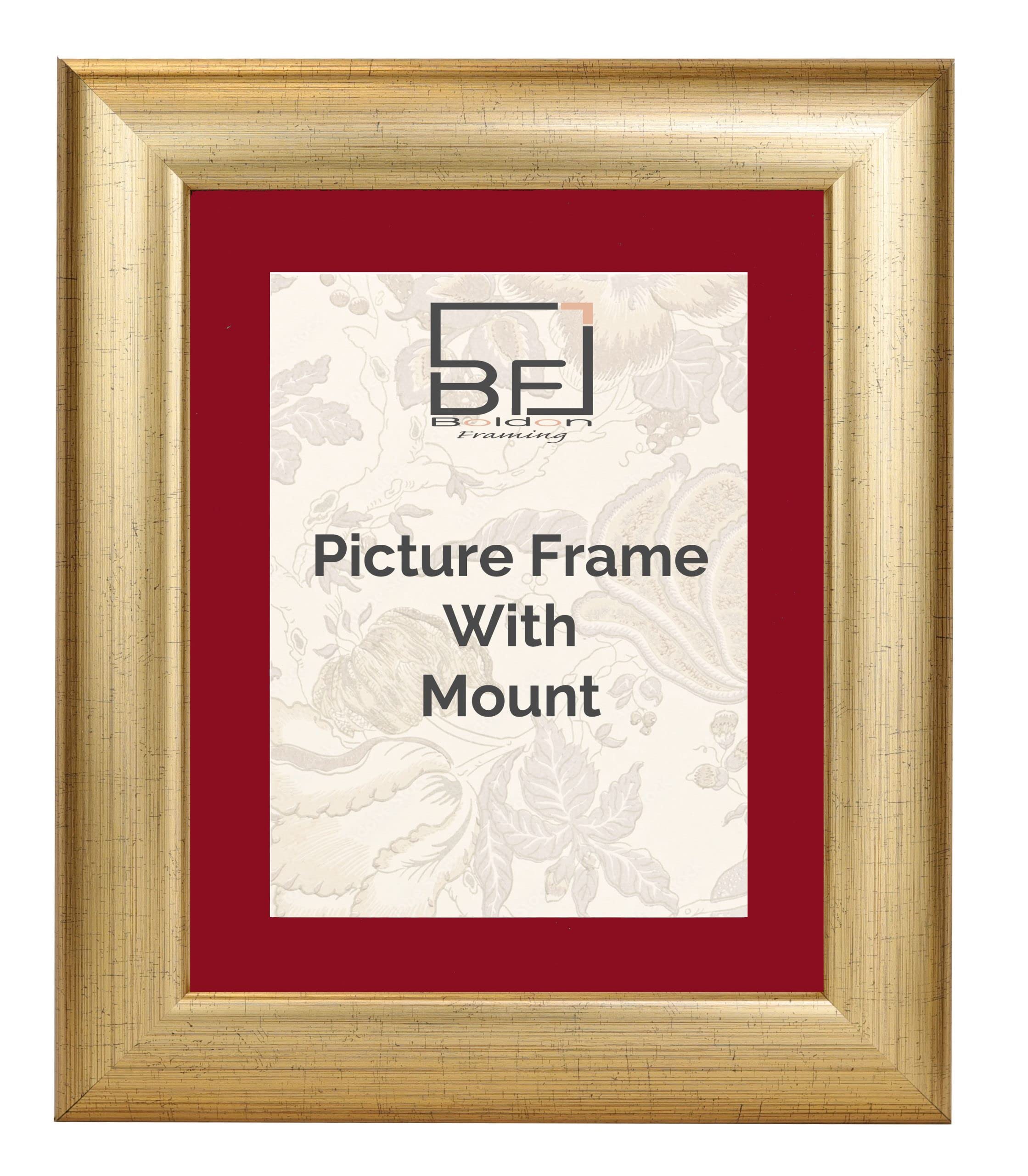 Soft Gold Picture Frame With Deep Red Mount From our Lisbon Range