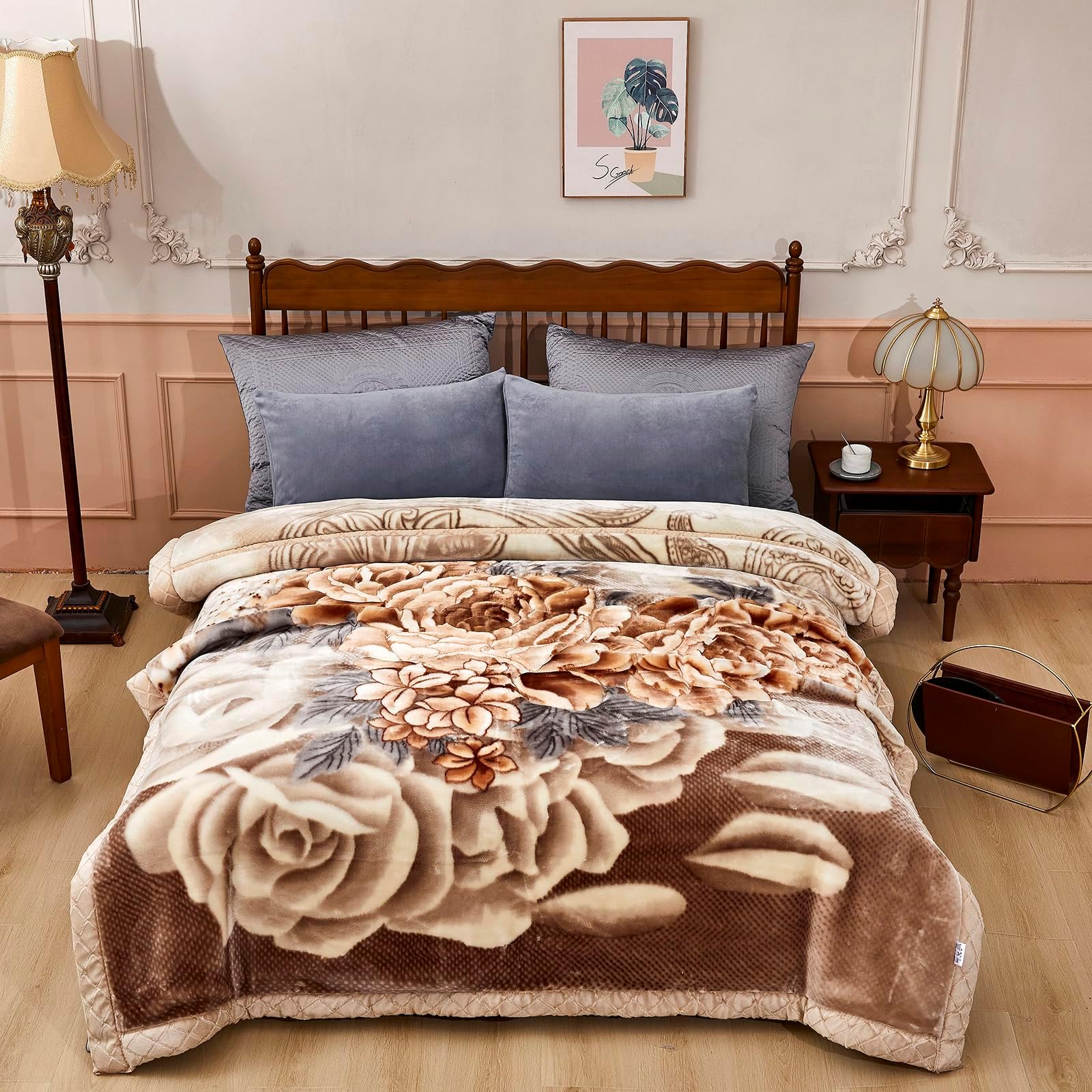 6.6Lb Korean Mink Blanket Twin Size 70"×85" - 2 Ply Korean Mink Blanket for Cold Night (180×220cm3kg)