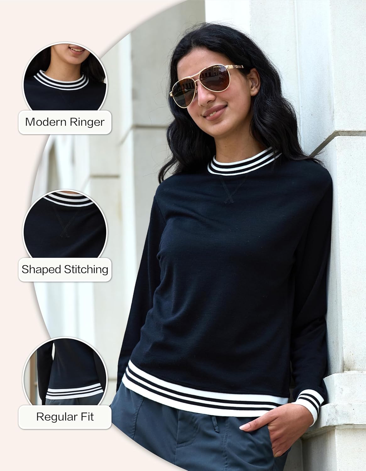 Merino Wool Base Layer Women Pullover for Athletic, Womens Crewneck Sweatshirt, Warm Cozy Sweatshirt Long Sleeve - Image 5