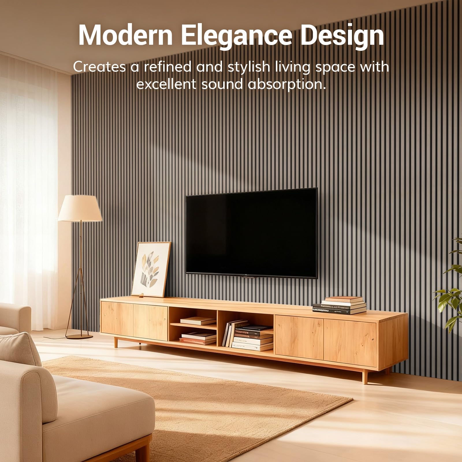 TONOR Panneau Mural Decoratif de Bois,120x60-1.44㎡, 2 Pièces, Gris