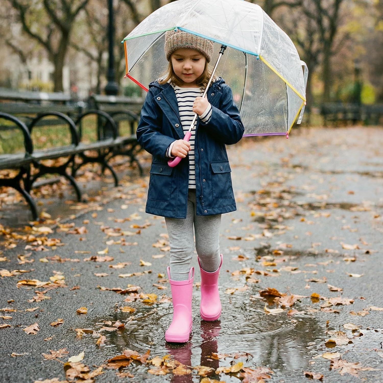 Stelle Kids Rain Boots for Boys Girls Outdoor Play and Rainy Days | Natural Rubber Waterproof Design Non-Slip Sole Easy On Handles All-Weather Wear Mud Garden School Toddler to Big Kids