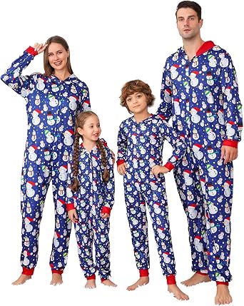 PYAEAS Christmas Onesie Pajamas Family One-piece Hooded Matching PJ Jammies