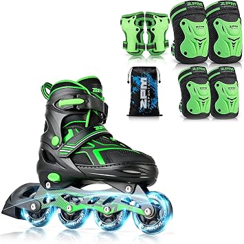 2PM SPORTS Green S Inline Skates & Green S Protective Gear Set
