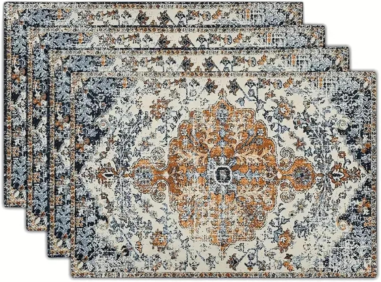 Talavera Tiles Floral Phoenix Fiesta Mexican Placemats Set of 4, 12x18 Inch Holiday Table Mats for Party Kitchen Dining Decor(10)