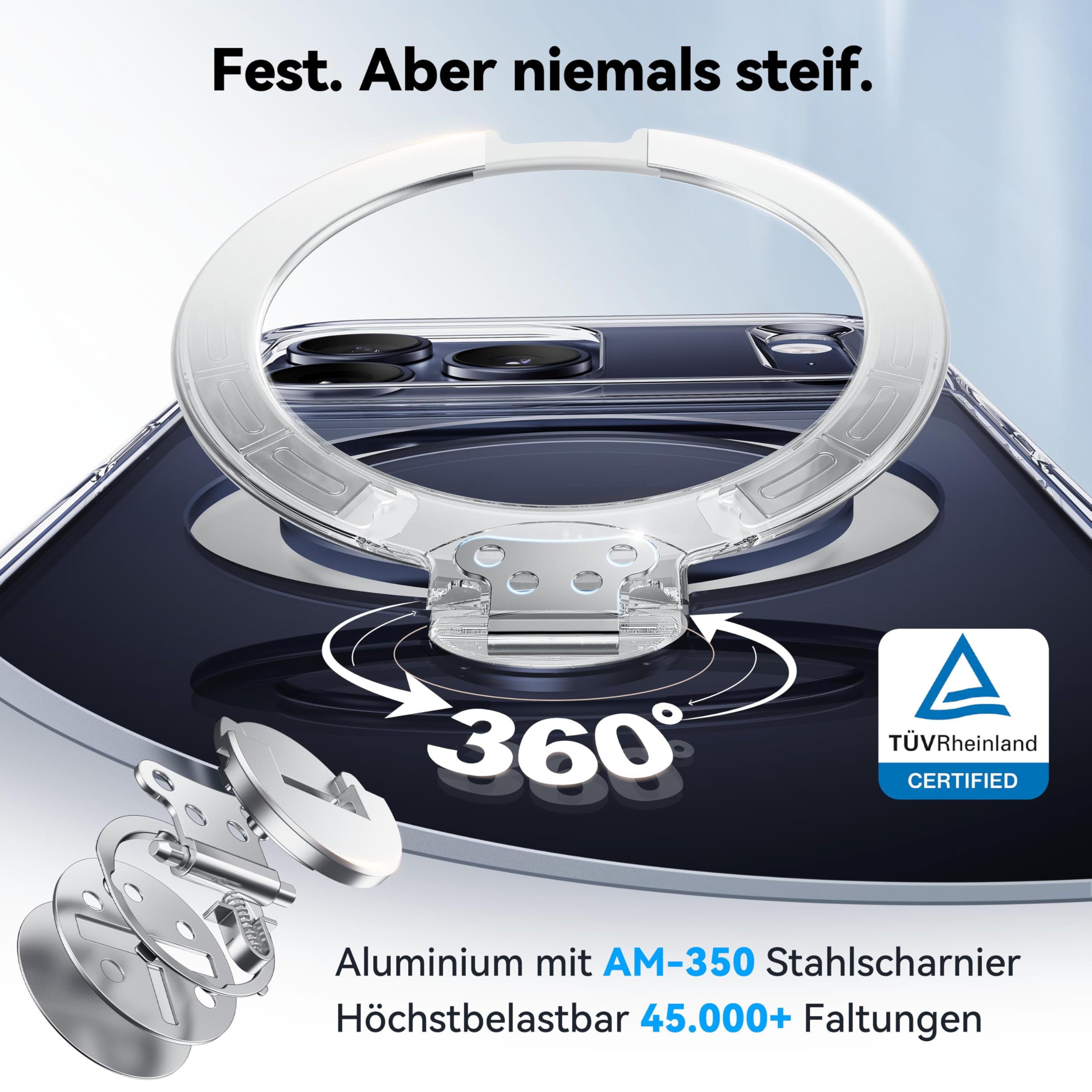 CASEKOO für iPhone 17 Pro Hülle für MagSafe [360 Drehständer] [Kameraschutz & Militärschutz] Stoßfest Schutzhülle Transparent Handyhülle für iPhone 17 Pro Case 6,3 Zoll - Durchsichtig