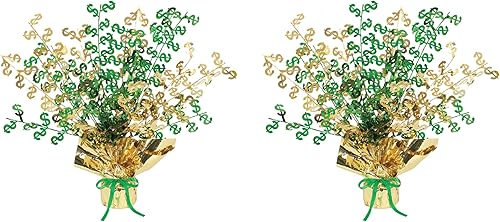Beistle $ Centros de mesa Gleam 'N Burst 2 piezas, 15 pulgadas, verdedorado
