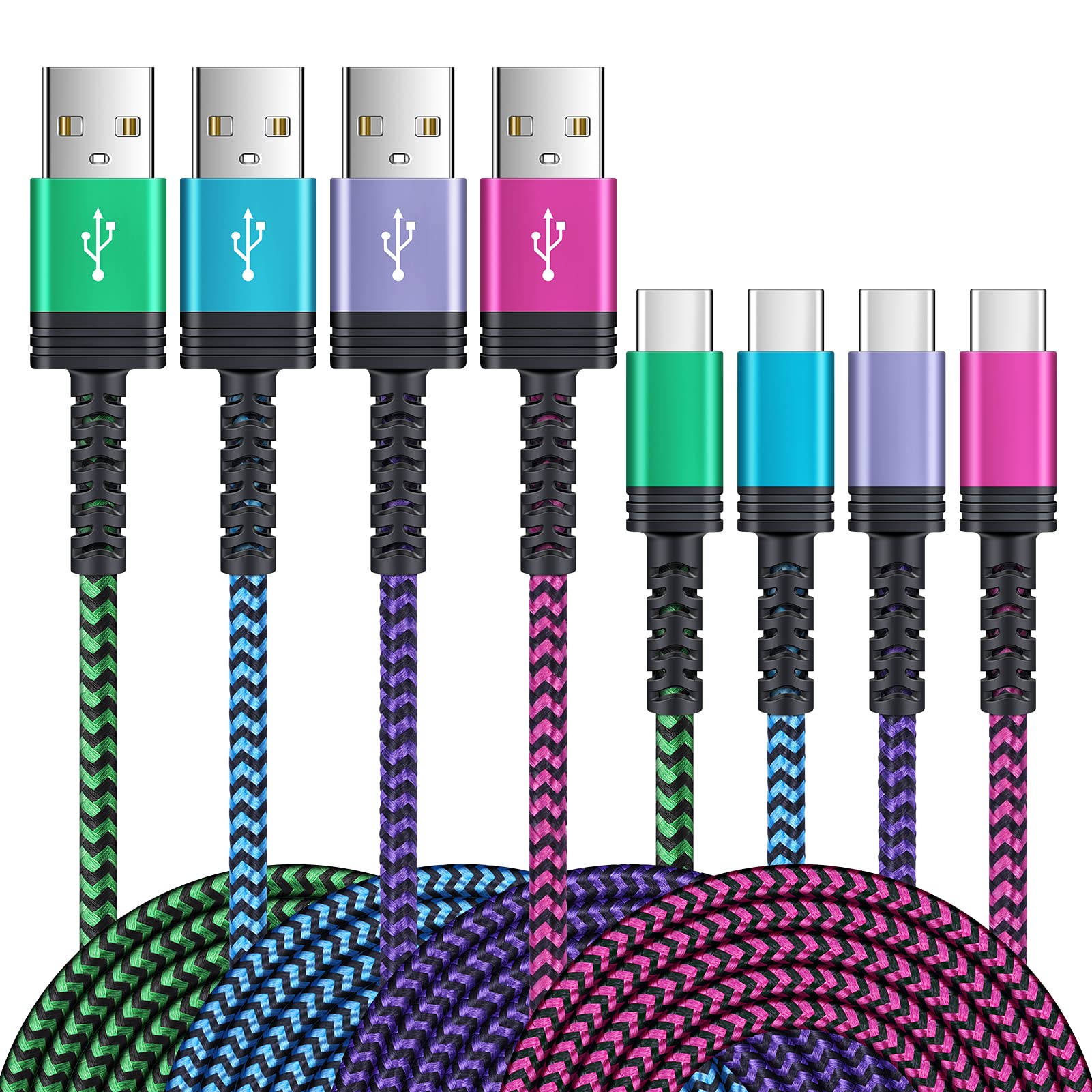 C Type Charging Cable Fast USB C Cables Android Phone Charger Cord 6FT 4Pack for Samsung Galaxy S21 S20 Ultra Note 20 10 A71 A52 A51 A21 A12 A11 A01