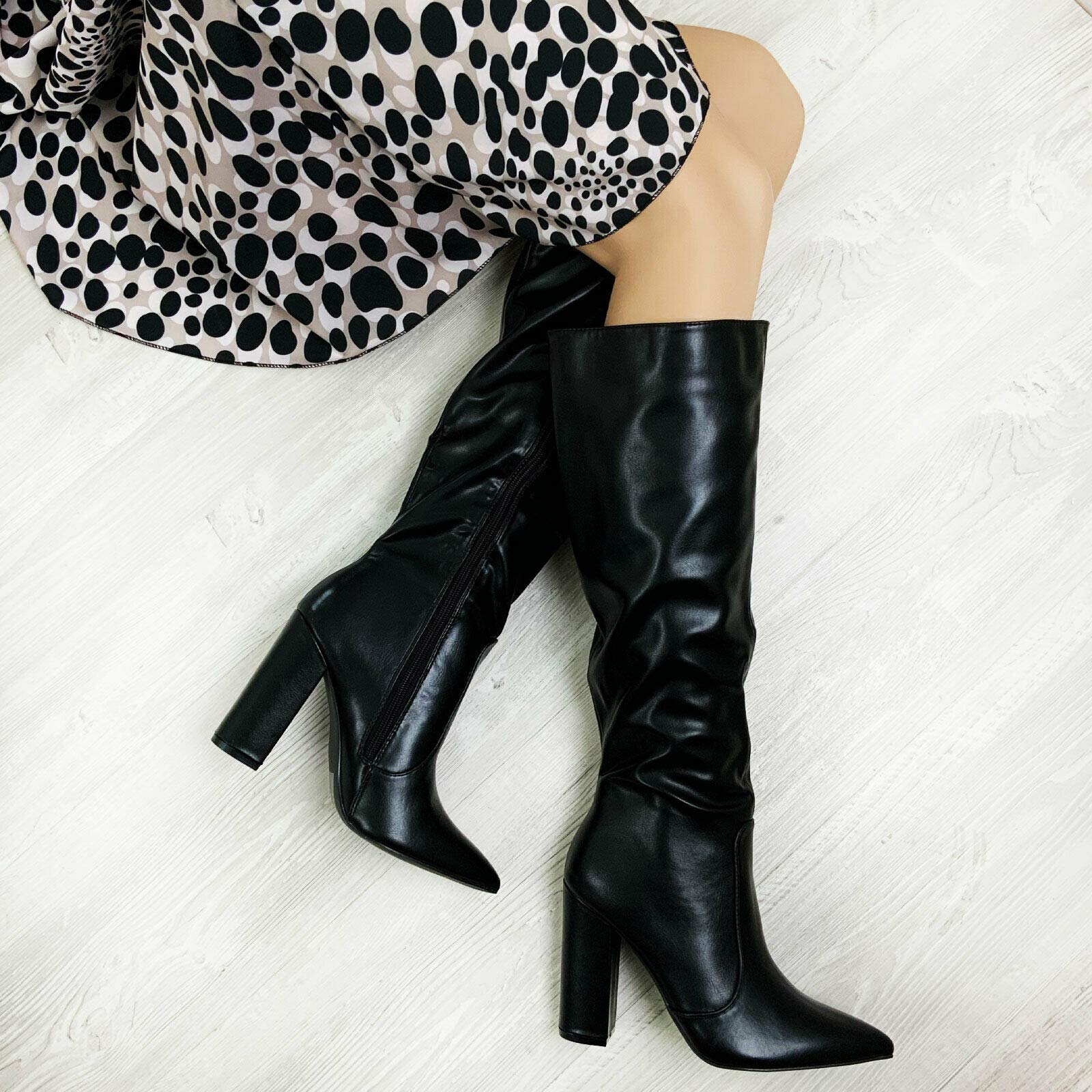 Toocool Stivali donna scarpe a punta al ginocchio tacchi alti stivaletti X8056
