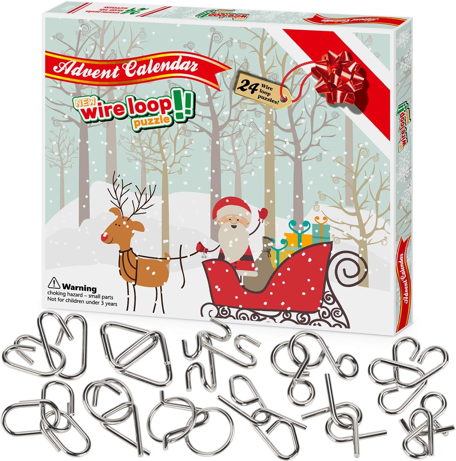 WloveTravel 2021 Christmas Advent Calendar 24Pcs Holiday Surprises Brain Teaser Puzzles Countdown Calendar for Kids and Adults