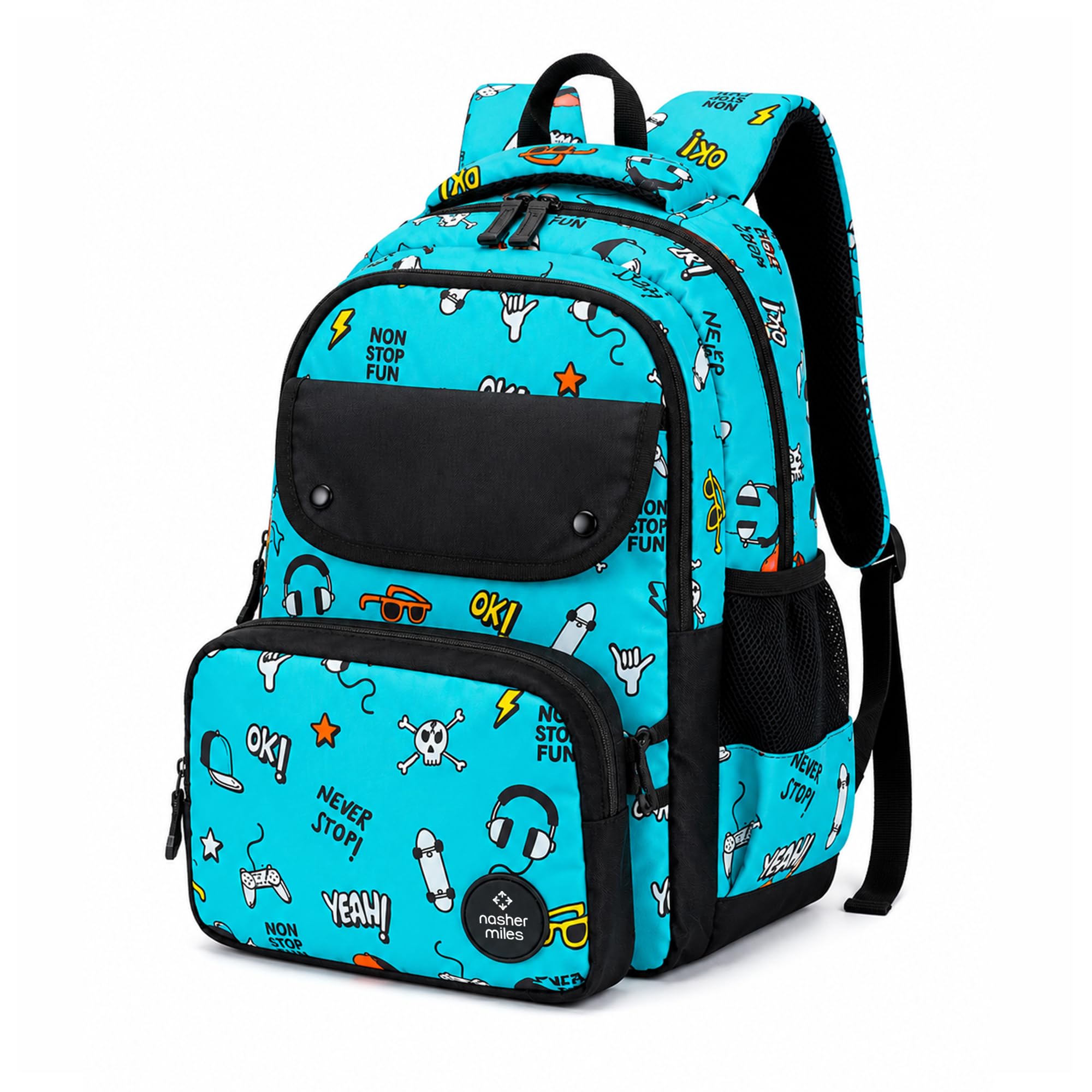 Street Champ Polyester Backpack 20L | Ideal for Preschool, Kindergarten & Travel | Toddler, Girls, Boys School & Travel | Girls, Boys (Teal Black)-image-47