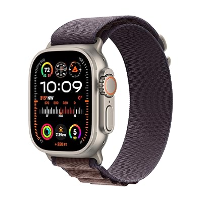 Apple Watch Ultra 2 [GPS + Cellular 49mm] Smartwatch with Rugged Titanium Case & Blue/Black Trail Loop S/M. Fitness Tracker, Precision GPS, Action Button, Extra-Long Battery Life