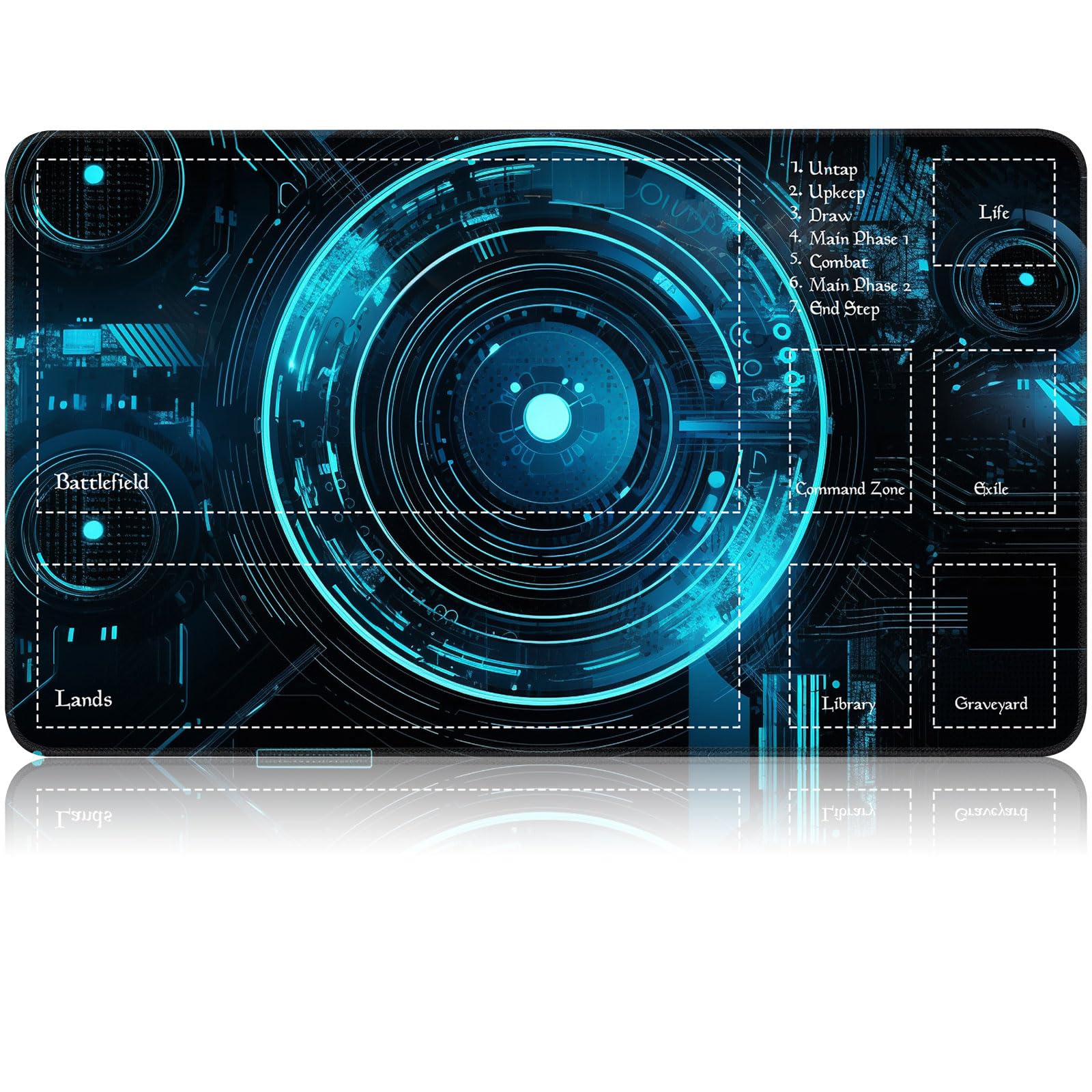 for MTG Game Playmat, for Magic TCG Rubber Play mat,Tabletop Card Playmats with Smooth Surface,Trading Card Inked Game Mat with Zones,Battle Game, Circle Art