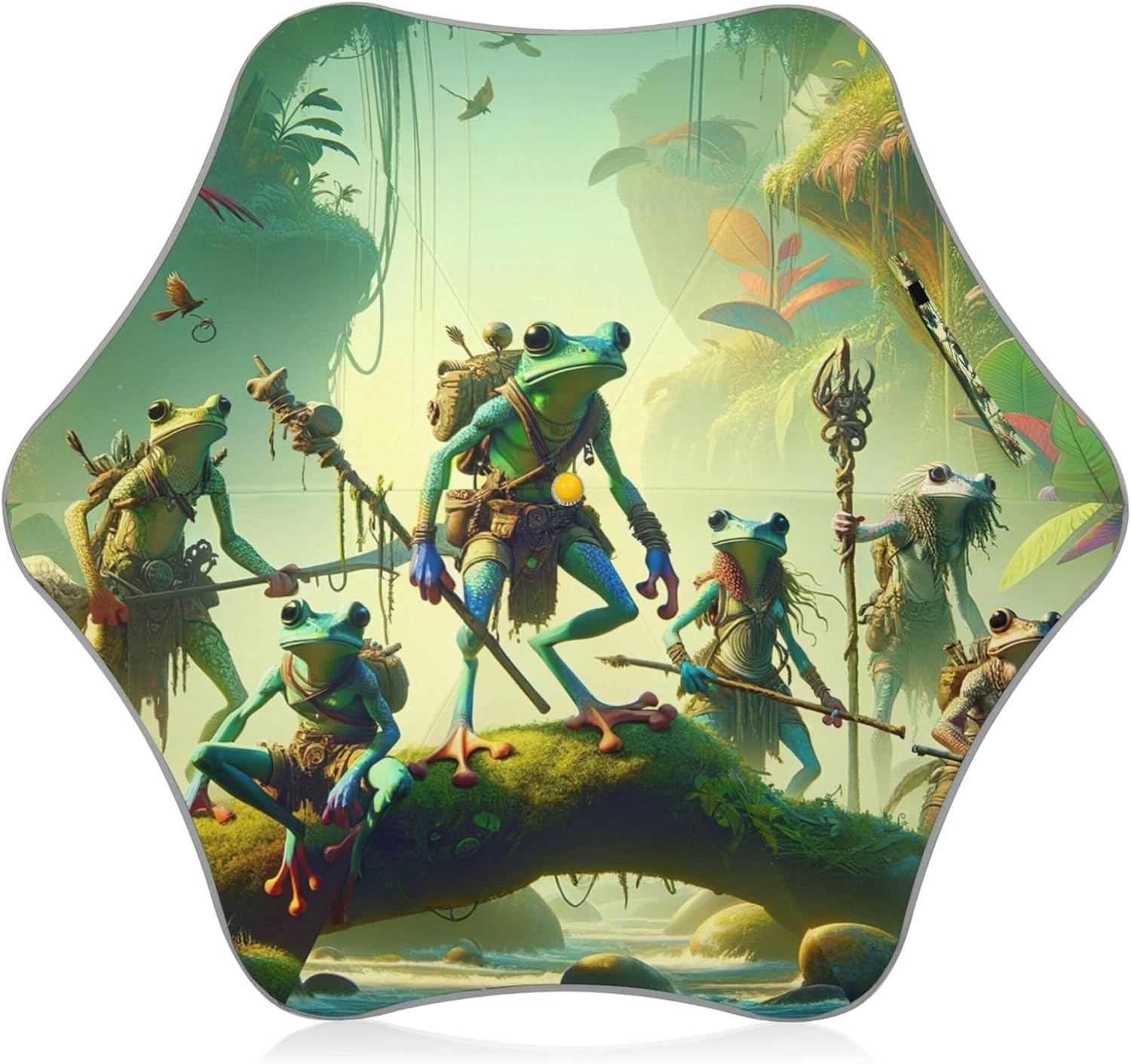 Joisal J Stick Girls Umbrella for Kids Heavy Duty UPF 50+ Sun Umbrellas Uv Protection Girl Boys Umbrellas for Rain Funny Frog Corps Green 90x65cm / 35.5x25.6in