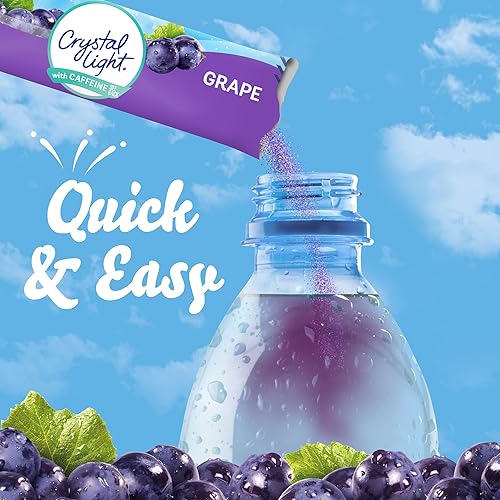 Miniatura 3 de Crystal Light Grape Naturally Flavored Powdered Drink Mix with Caffeine, 120 ct Pack, 12 Boxes of 10 On-the-Go-Packets