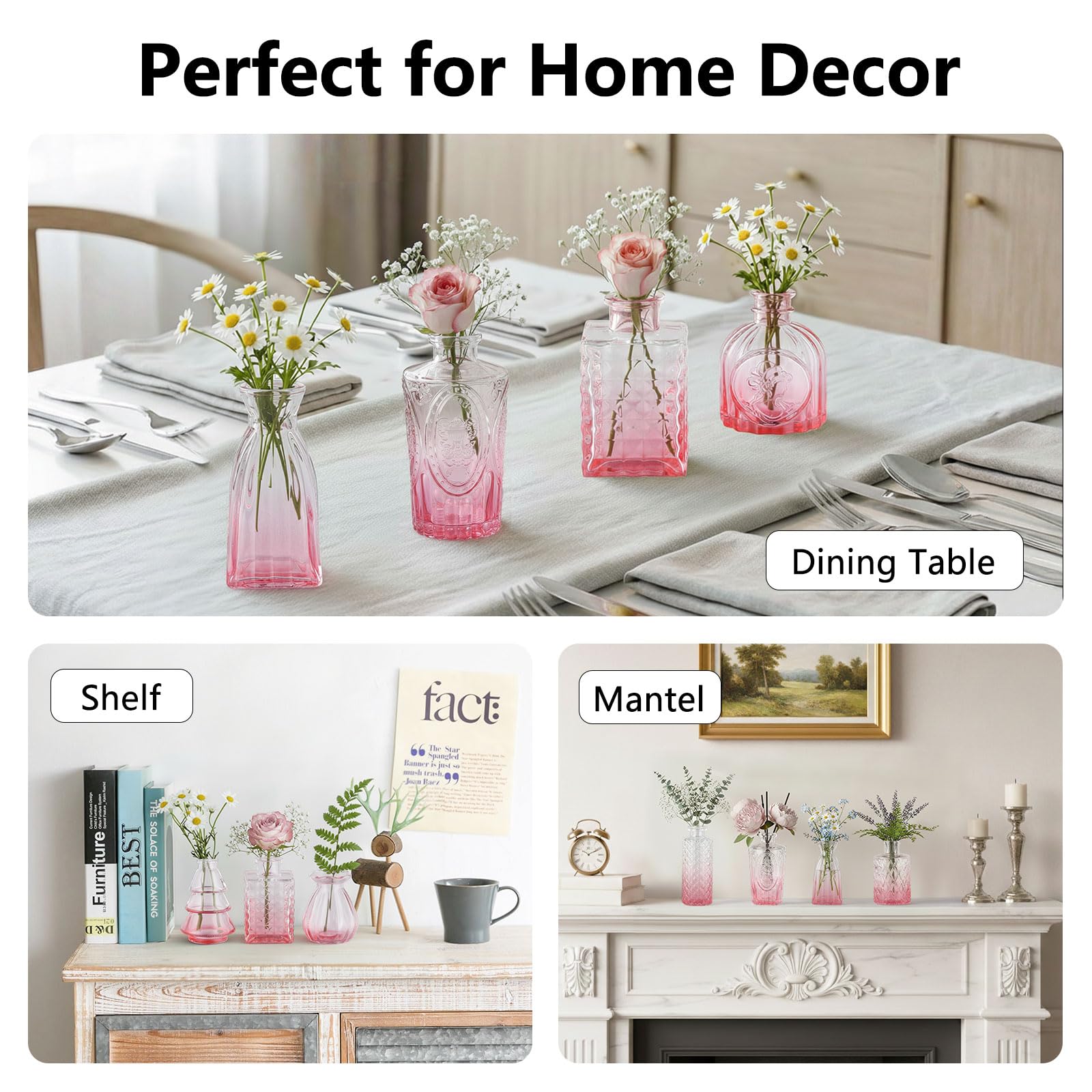 Best McCoy Pink Vase Alternatives to Buy in 2026 2 RUCKAE 12 Pack Glass Bud Vases Mini Flower Vase Small Vintage Vases for Centerpi — product photo