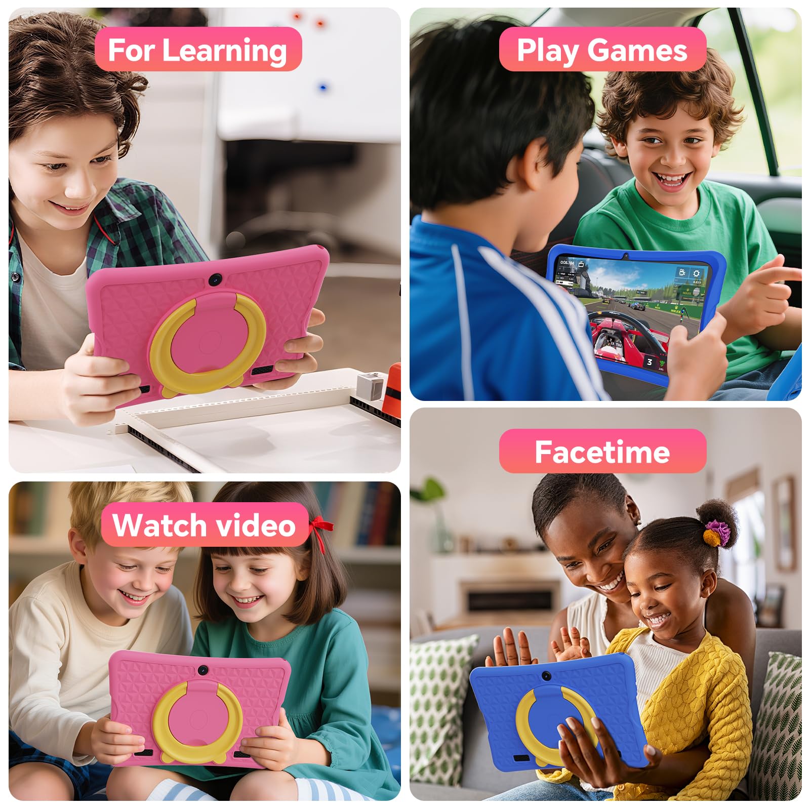 DigiLand 10,1 Pouces Tablette Enfants Android 15 6+ 64Go Écran IPS 1280x800 Double Caméra 6000 mAh Contrôle Parental iWawa Rose