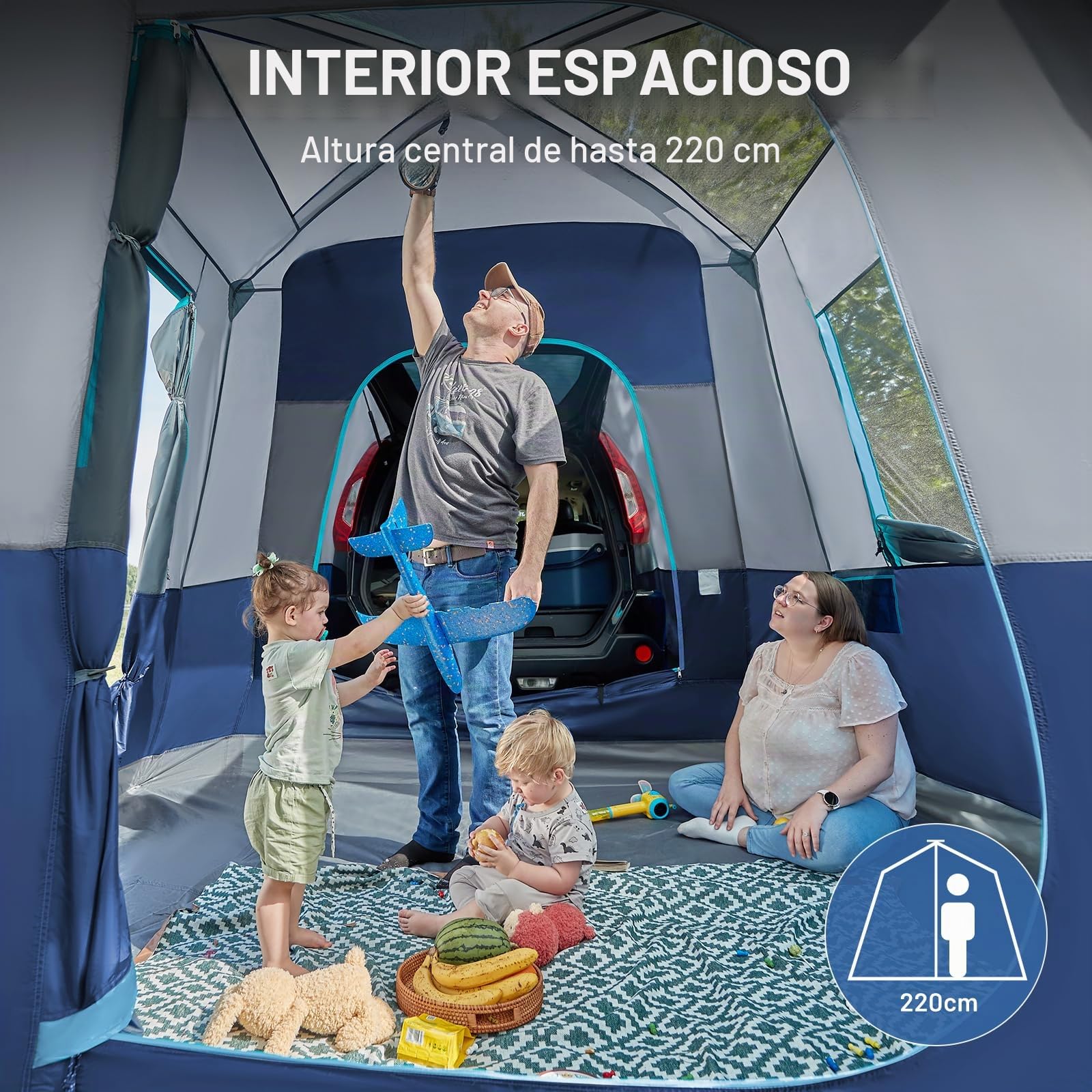 TIMBER RIDGE Tienda de campaña SUV para 5 a 9 personas con porche y toldo para acampar familiar, resistente a la intemperie y portátil, para furgoneta o coche, incluye bolsa de almacenamiento, 13 pies