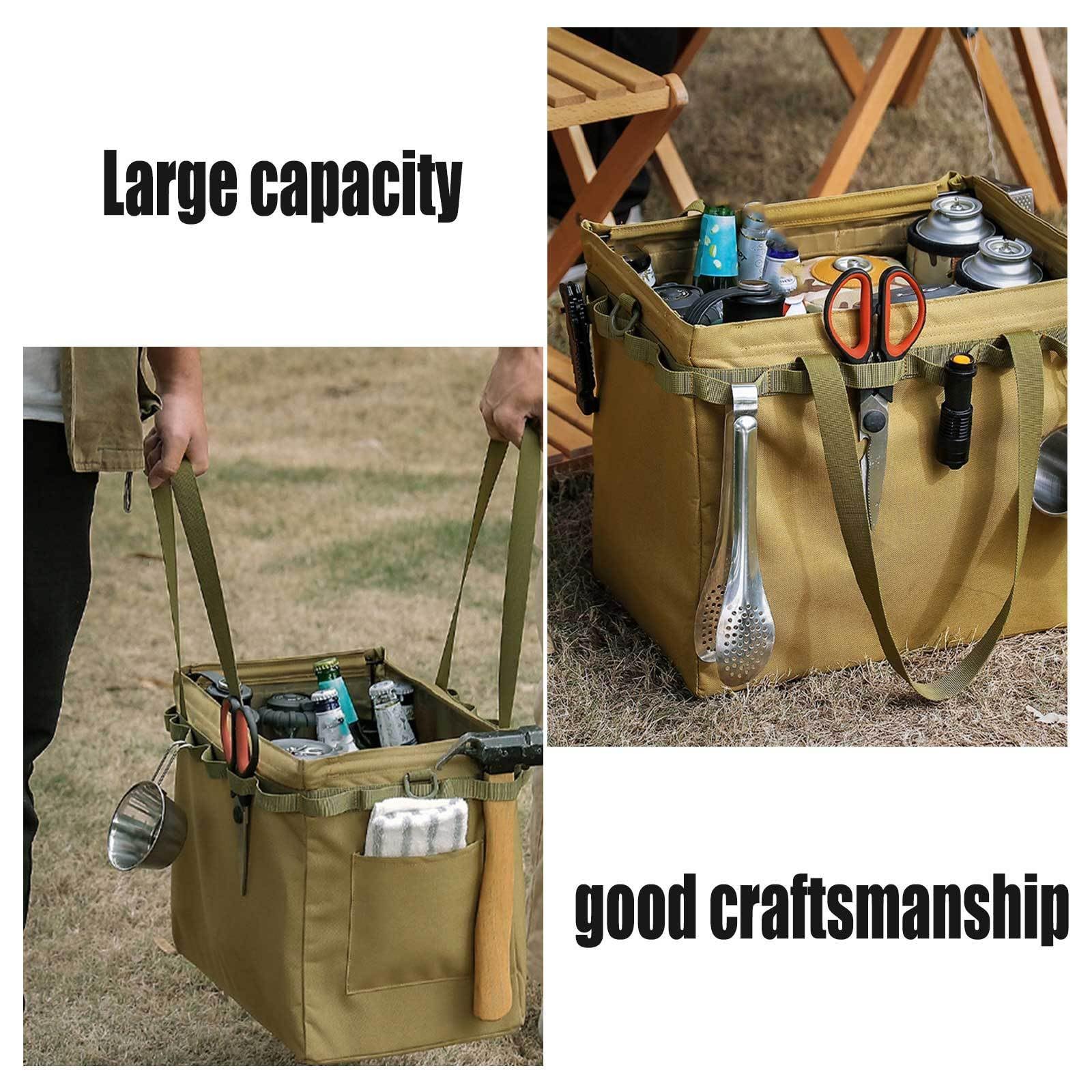Bolsa Plegable de Almacenamiento para Camping, Gran Capacidad Khaki