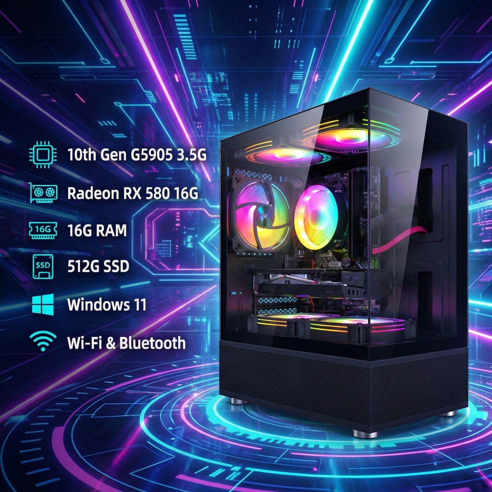 Amazon.com: STGAubron Gaming PC Desktop Computer, Radeon RX 580