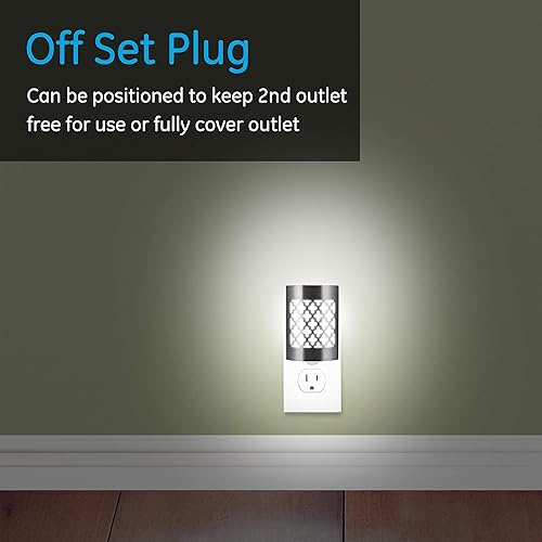 Miniatura 4 de GE CoverLite - Luz nocturna LED, diseño floral, 2 unidades, enchufe, sensor de atardecer al amanecer, decoración del hogar, para ancianos, ideal
