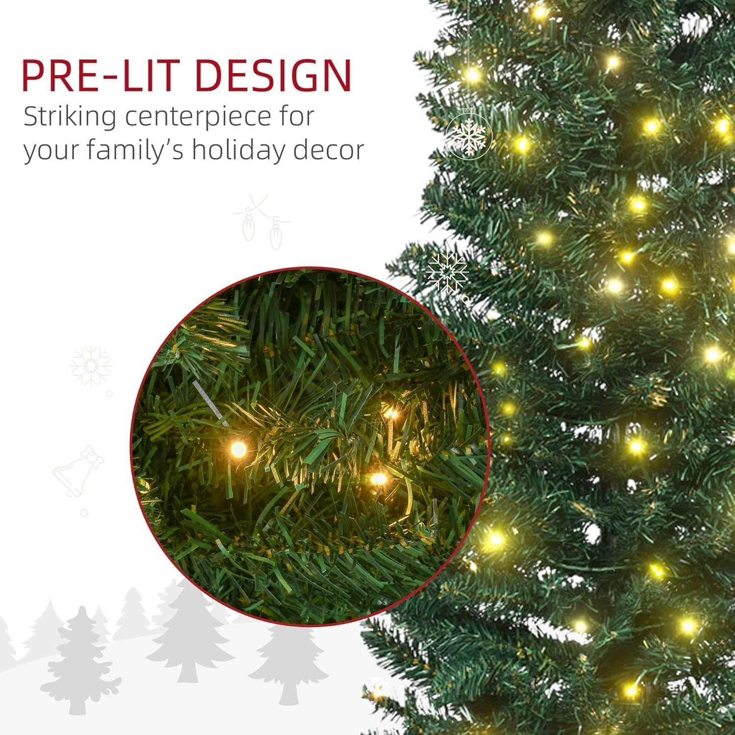 Garvee 230 cm Weihnachtsbaum Künstlich, Tannenbaum Künstlich Mit Metallständer, Christbaum, PVC Tannenbaum Mit 800 Grünen Spitzen, Für Zuhause, Büro, Geschäfte Und Hotels